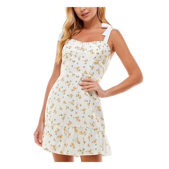 CITY STUDIO Dresses & Skirts - CITY STUDIO Womens Ivory Lined Pullover Padded Bust Sleeveless Short Dress L